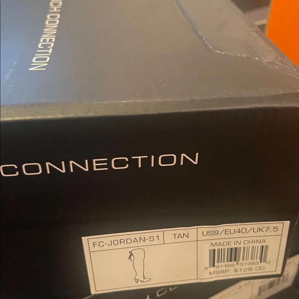 French connection tan over the knee stretchy boots new in box 9 m